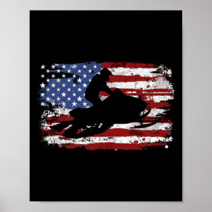 Sneeuwscooter Vintage Amerikaanse Vlag Poster
