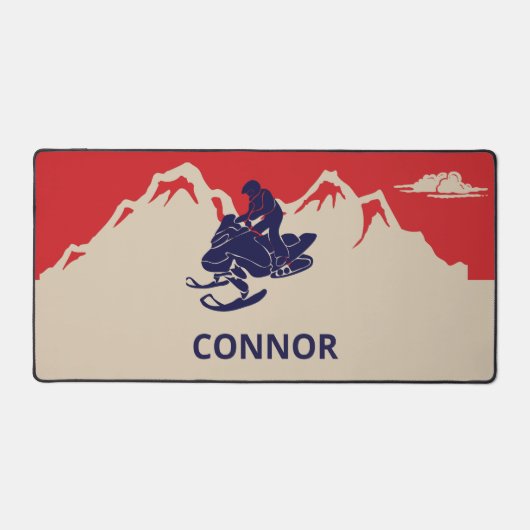 Sneeuwscooter Winter thema gepersonaliseerd Bureaumat (Voorkant)
