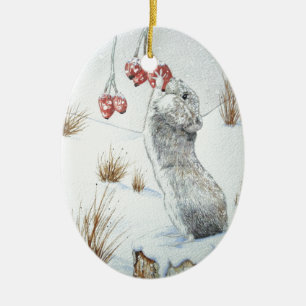sneeuwscooterij met een schattige muis bij kerstmi keramisch ornament