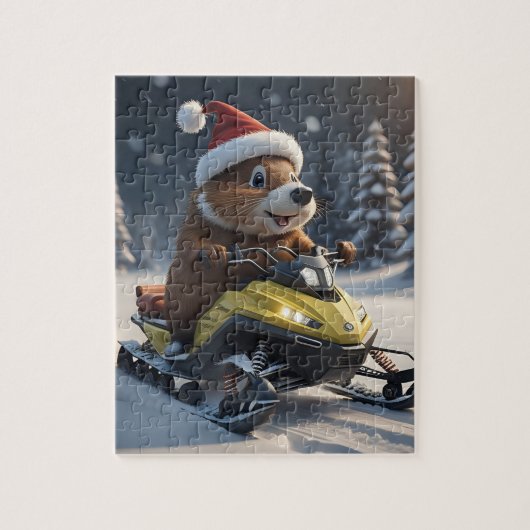 sneeuwscooterpuzzel legpuzzel (Verticaal)