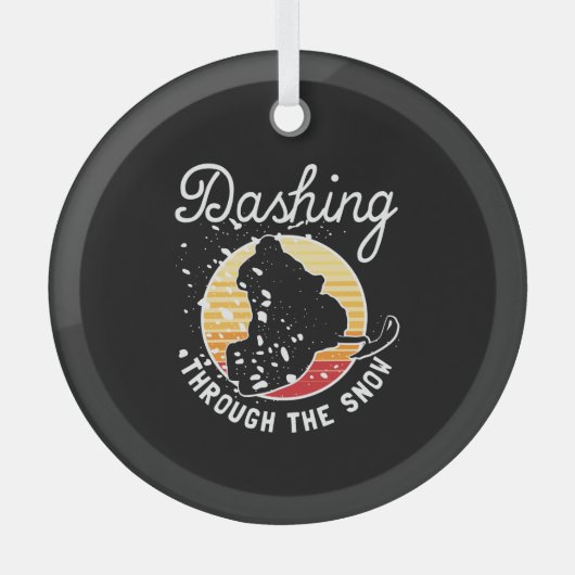 Sneeuwscooters - Dashing Through The Snow Glas Ornament (Voorkant)
