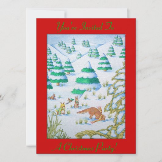 sneeuwscooters en konijnen - kerstuitnodiging kaart (Voorkant)