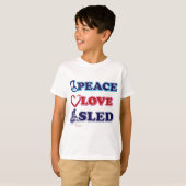 Sneeuwscooters/vrede, liefde, leed t-shirt (Voorkant volledig)