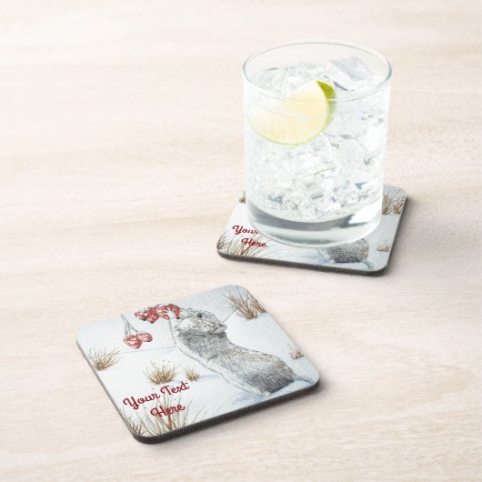 sneeuwscootertje winter in het wild drankjes onderzetter (Rechterzijde)