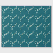 Sneeuwscript blauwe lei en boter elegante winter cadeaupapier (Vlak)