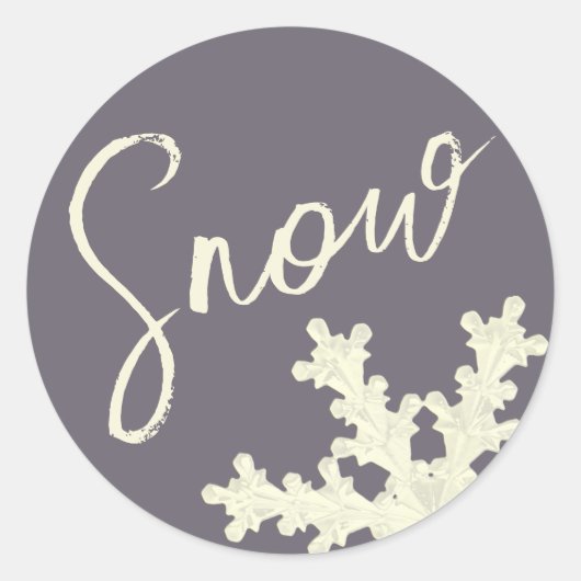 Sneeuwscript paarse grijze botercrème elegante win ronde sticker (Voorkant)