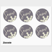 Sneeuwscript paarse grijze botercrème elegante win ronde sticker (Vel)