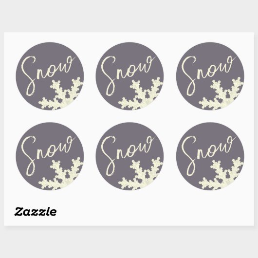 Sneeuwscript paarse grijze botercrème elegante win ronde sticker (Vel)