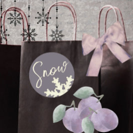 Sneeuwscript paarse grijze botercrème elegante win ronde sticker