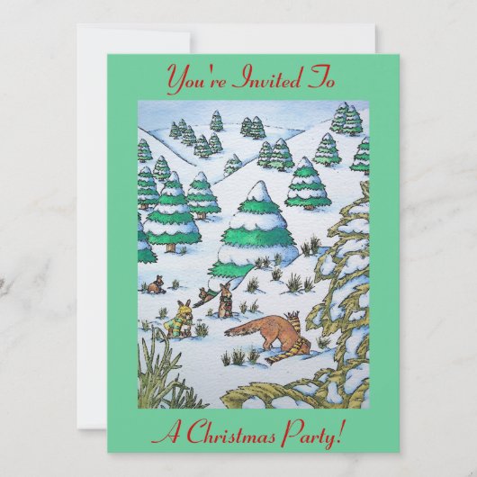 sneeuwscrisma - uitnodiging voor vos - en konijnen (Voorkant)