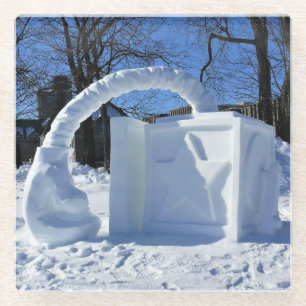Sneeuwsculptuur, Quebec, Canada Glazen Onderzetter
