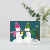 Sneeuwse Cadeaus uitwisselen Feestdagenkaart (Staand voorkant)