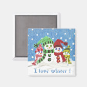 Sneeuwse familie koelkast magnet. magneet (Voorkant / Achterkant)