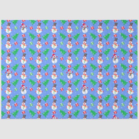 Sneeuwse kerstbomen en Cadeaus Tissuepapier (Voorkant)