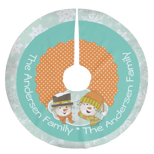 Sneeuwse Stippen en Snowflakes Holiday Tree Skirt Kerstboom Rok (Voorkant)