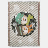 Sneeuwse Stippen en Stripes Holiday Throw Deken (Voorkant Verticaal)