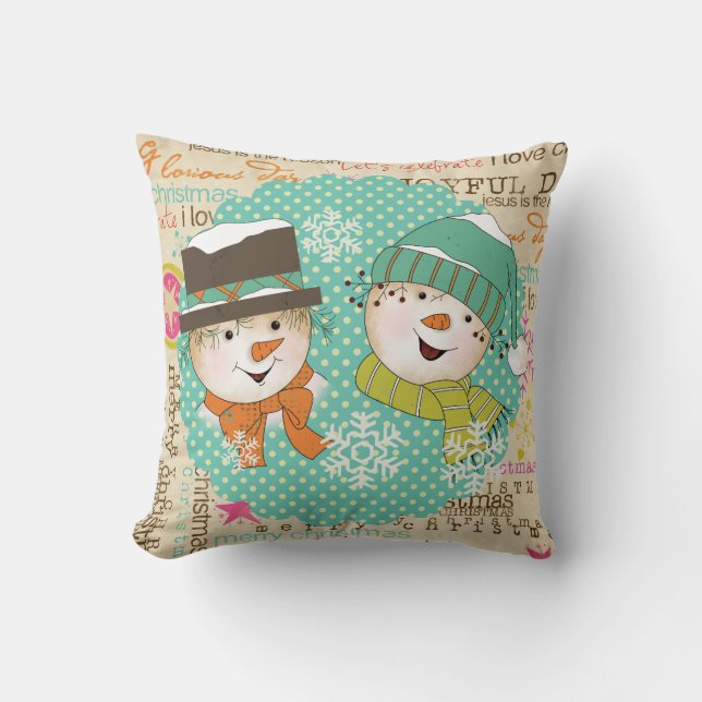 Sneeuwse Stippen en Typografie Holiday Pillow Kussen (Voorkant)
