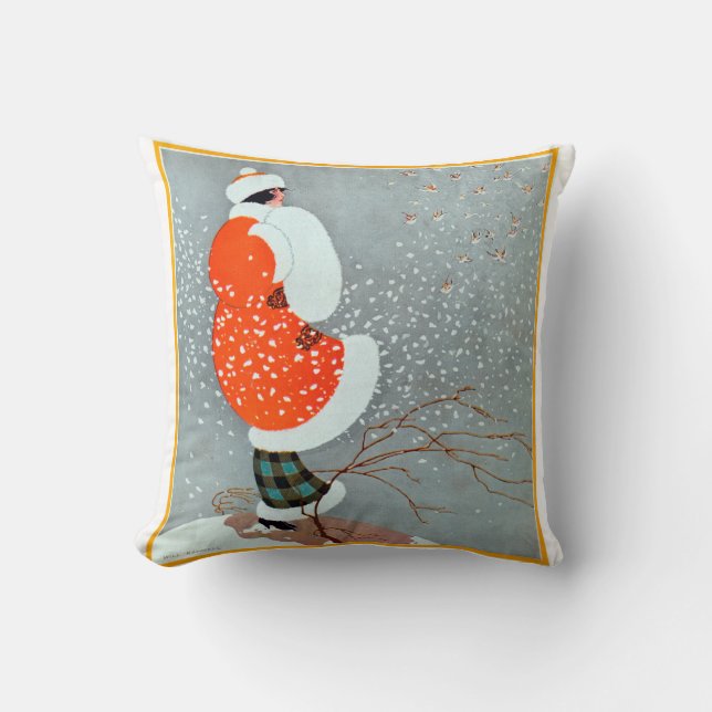 Sneeuwse Vintage jaren 20 Kussen (Voorkant)