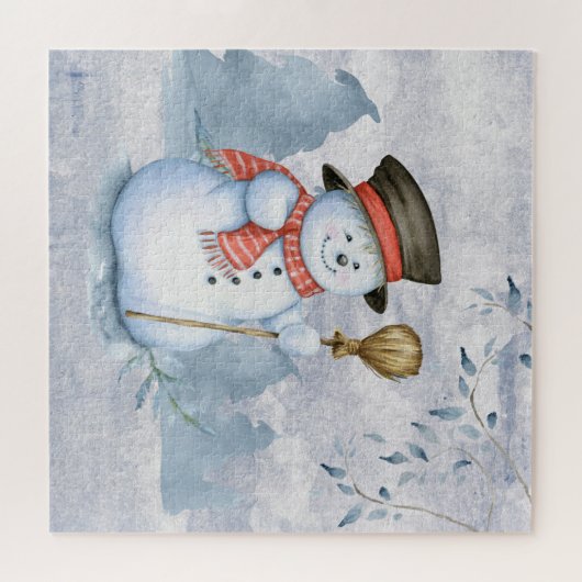 Sneeuwse Waterverf Sneeuwse feestdag Legpuzzel (Horizontaal)