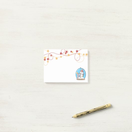 Sneeuwse Wereldbol kerstpinguïn Post-it Notes (Op bureau)
