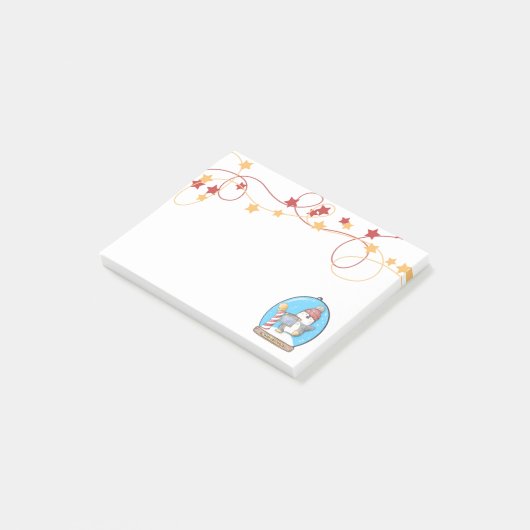 Sneeuwse Wereldbol kerstpinguïn Post-it Notes (Schuin)