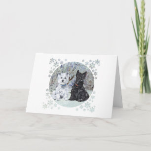 Sneeuwse wijk feestdagen kaart