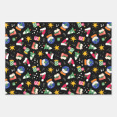 Sneeuwset van 3 Wereldbollen en Sneeuwpoppen Inpakpapier Vel (Voorkant)