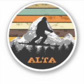 Sneeuwski Alta Berghellingen Veldsport Retro Sticker (Voorkant)