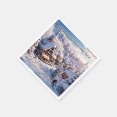 Sneeuwski-chalets bewerkbare vakantie-groet servet (Hoek)