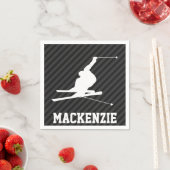 Sneeuwski; Zwarte & Donkergrijze strepen Servet (Insitu)