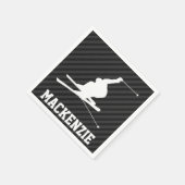 Sneeuwski; Zwarte & Donkergrijze strepen Servet (Hoek)