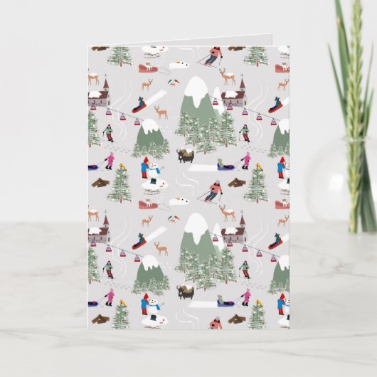 Sneeuwskiën Mountain Skigebieden Landschap Feestdagen Kaart (Voorkant)