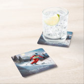 Sneeuwskiën Verjaardagspapier Onderzetters (Insitu)