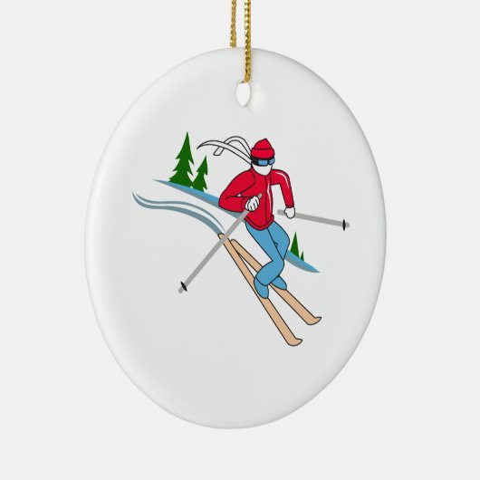 SNEEUWSKIER KERAMISCH ORNAMENT (Rechts)