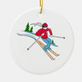 SNEEUWSKIER KERAMISCH ORNAMENT (Voorkant)