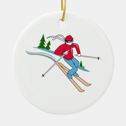 SNEEUWSKIER KERAMISCH ORNAMENT (Voorkant)