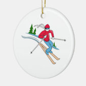 SNEEUWSKIER KERAMISCH ORNAMENT (Links)