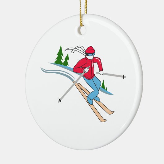 SNEEUWSKIER KERAMISCH ORNAMENT (Links)