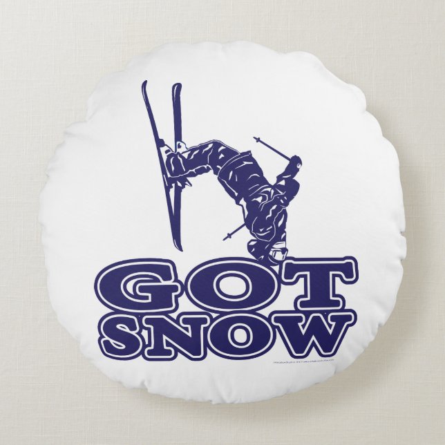 Sneeuwskier Rond Kussen (Voorkant)