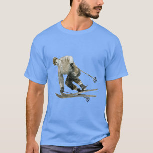 sneeuwskier skki die door de lucht springt t-shirt