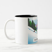 Sneeuwskier - Vrouw Cartoon door PrintedPerfection Tweekleurige Koffiemok (Links)