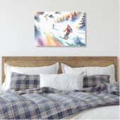 Sneeuwskiërs in Waterverf Canvas Afdruk (Insitu (Slaapkamer))