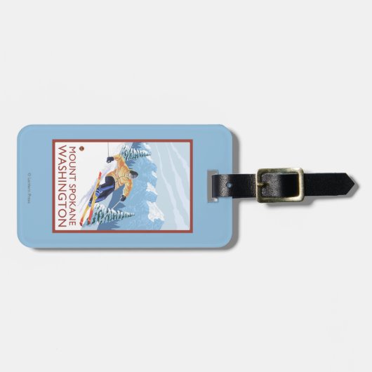 Sneeuwskiever - Mount Spokane Bagagelabel (Voorkant horizontaal)