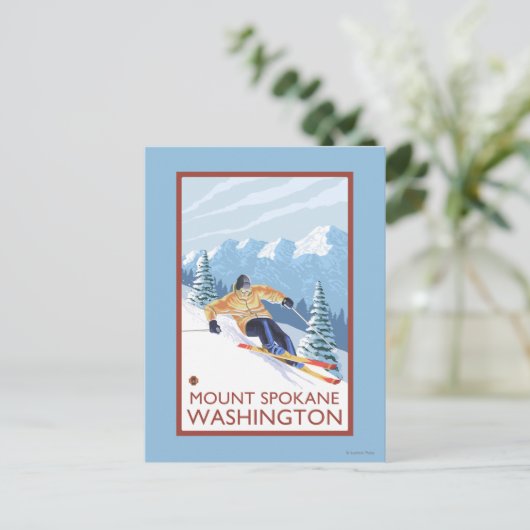 Sneeuwskiever - Mount Spokane Briefkaart (Staand voorkant)