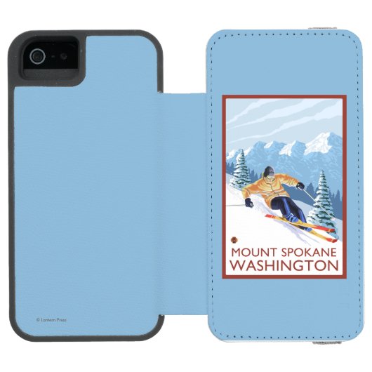 Sneeuwskiever - Mount Spokane Incipio iPhone Portemonnee Hoesje (Agenda Open)