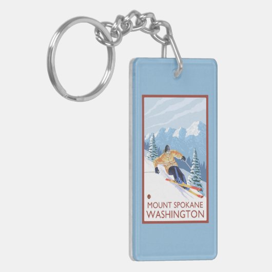 Sneeuwskiever - Mount Spokane Sleutelhanger (Voorkant Links)