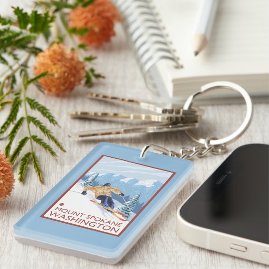 Sneeuwskiever - Mount Spokane Sleutelhanger (Voorkant Rechts)
