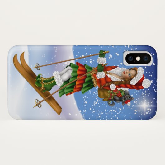 Sneeuwskiezen voor kerstmis iPhone Case (Achterkant (horizontaal))