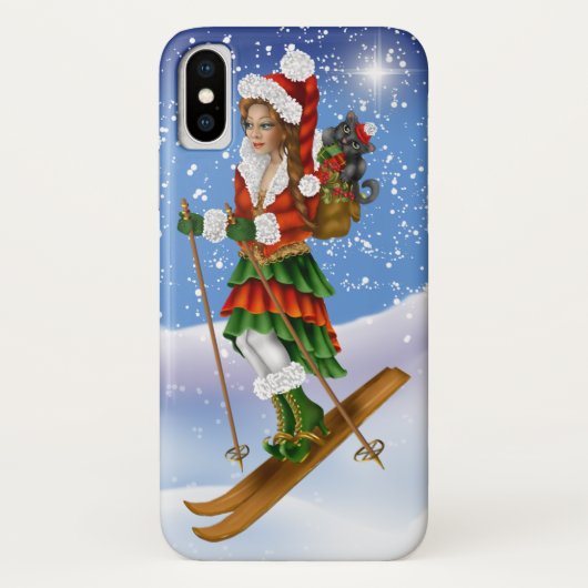 Sneeuwskiezen voor kerstmis iPhone Case (Achterkant)