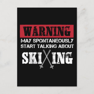 Sneeuwskiswaarschuwing kan beginnen met praten ove feestdagenkaart